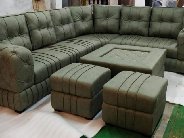 Dark Olive Green 7 Seater Sofa Set
