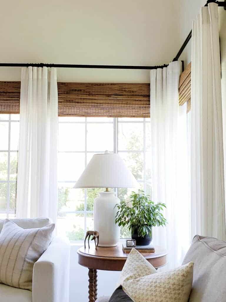 Bamboo shades in a living room