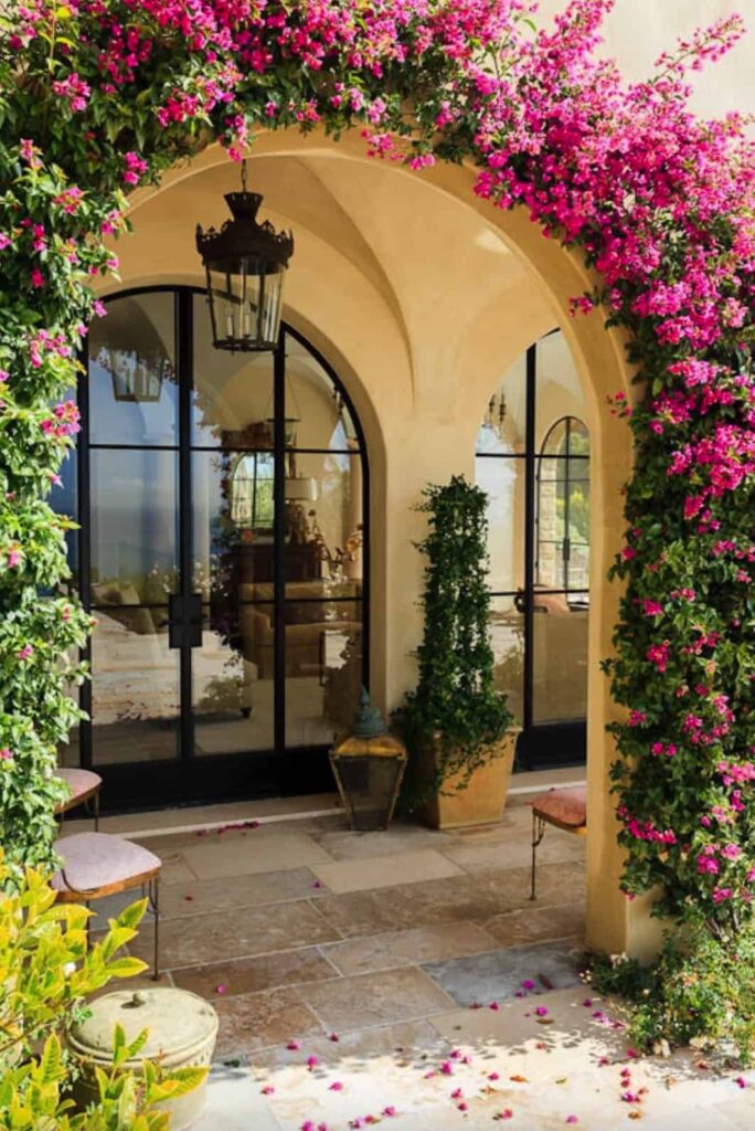 Mediterranean style outdoor with glass doors